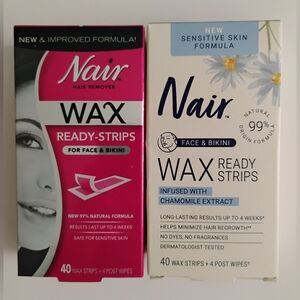 Nair Hair Remover Wax Strips 2 Packs 40 Count Each Face & Bikini